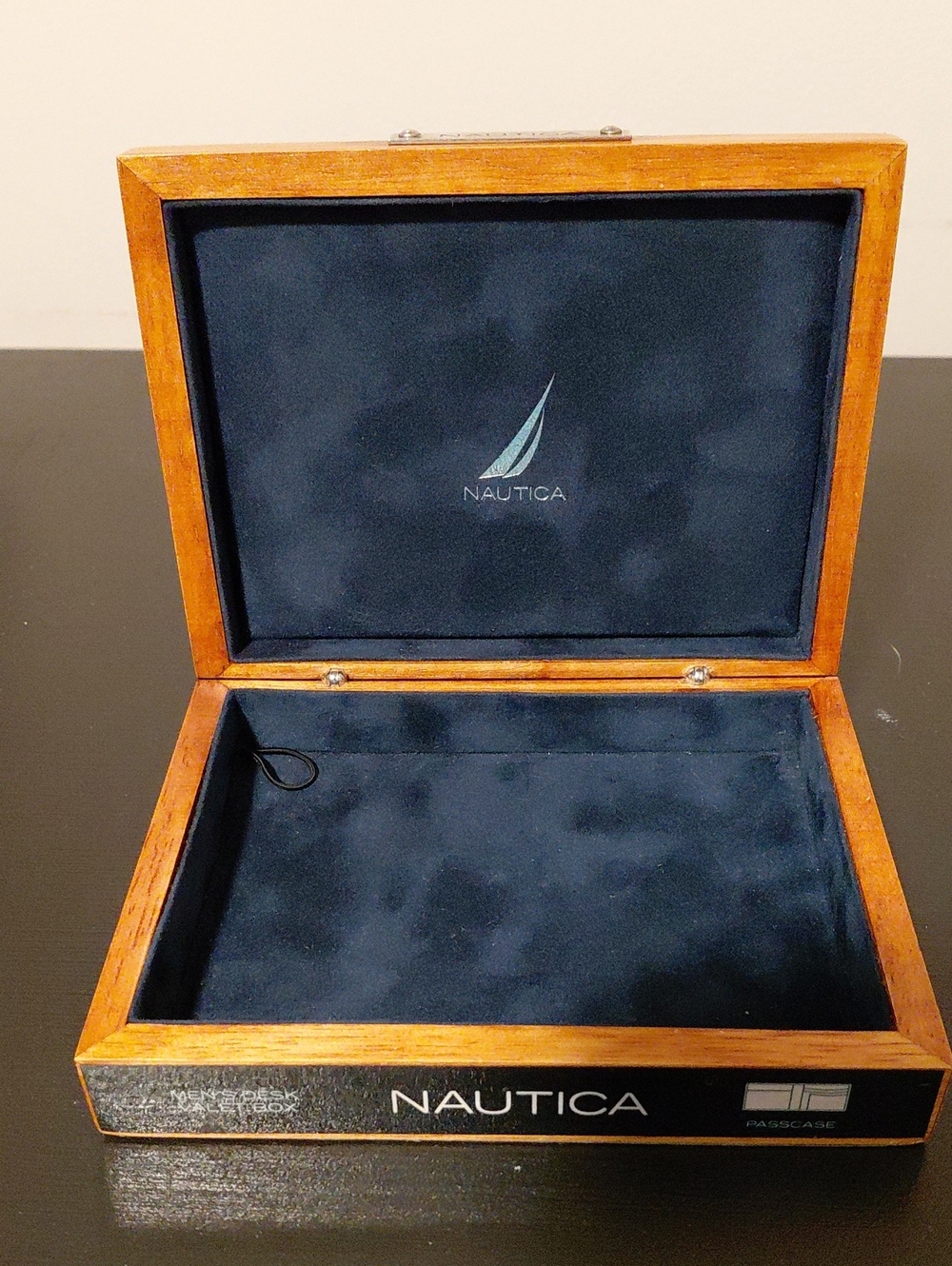 Nautica Wooden Watch & Accessory Box with Navy Suede Interior